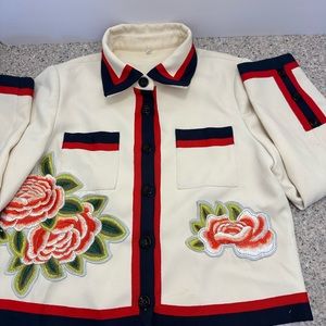 Designer INSPIRED biker jacket embroidered women’s blazer